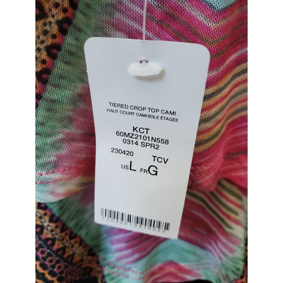 Bebe Women's Multicolor Round Neck Sleeveless Tiered Camisole Top Blouse Large - Picture 8 of 13